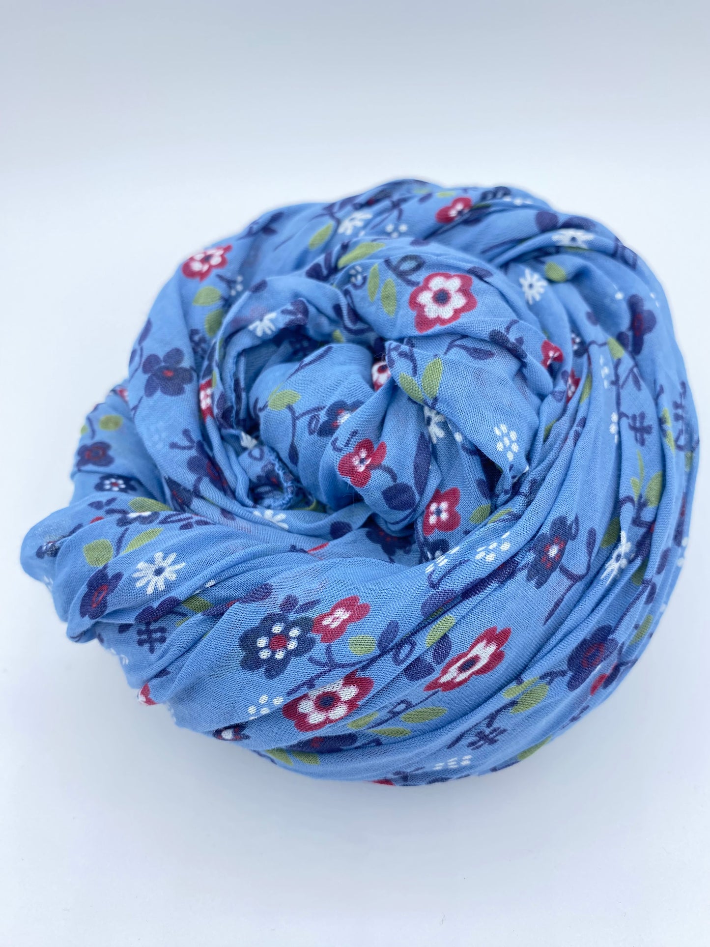 Scarf Blue Large Flowers Multi